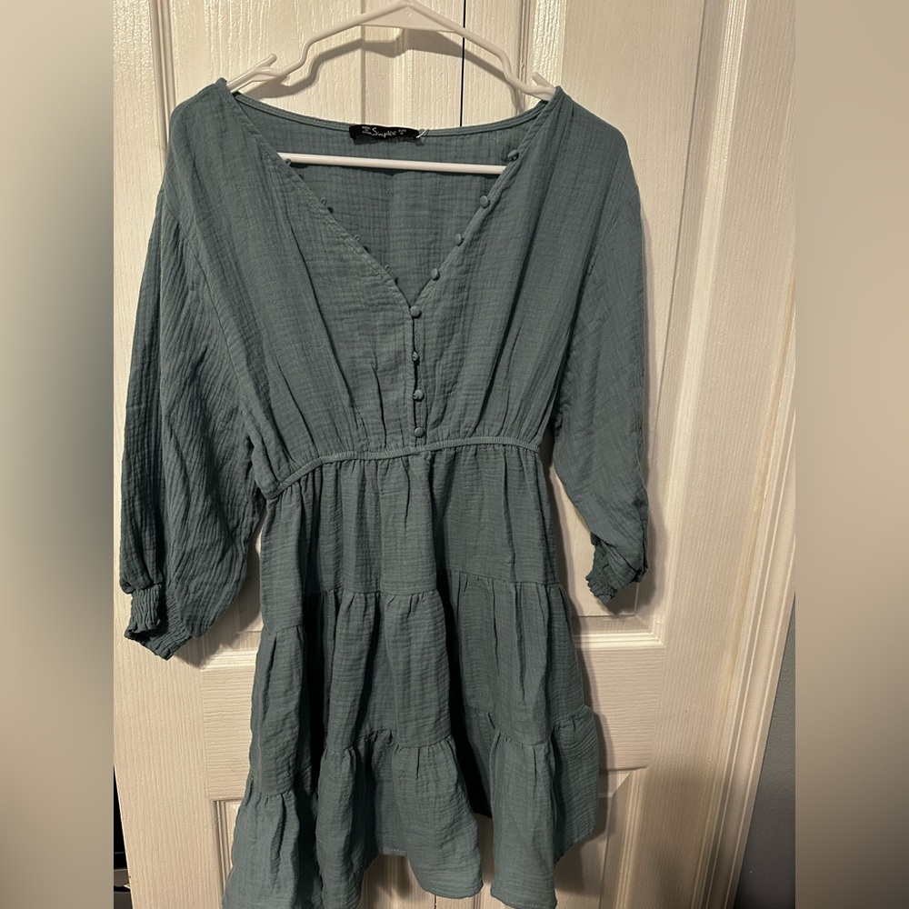 SHEIN Blue Dress 3/4 Sleeves